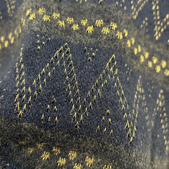 Blue and Gold Patterned Sweater, Sz L - Picture 3 of 7